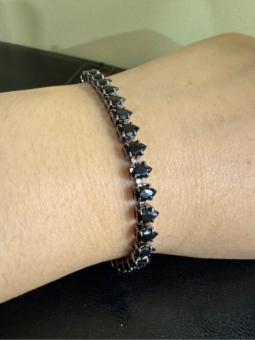 Classic Black Stone Tennis Bracelet - size 7